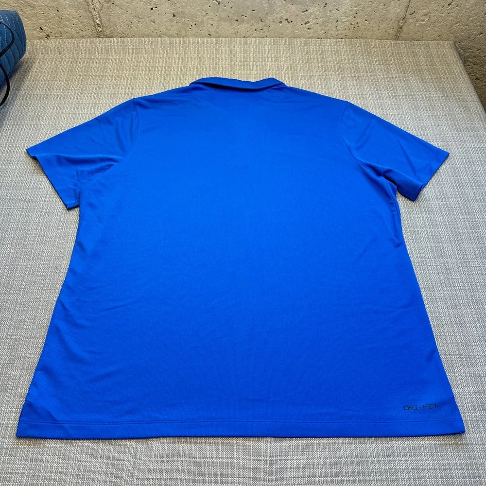 New Nike UW-Platteville Pioneers Dri-Fit Polo Shirt Mens‎ XXL Blue College